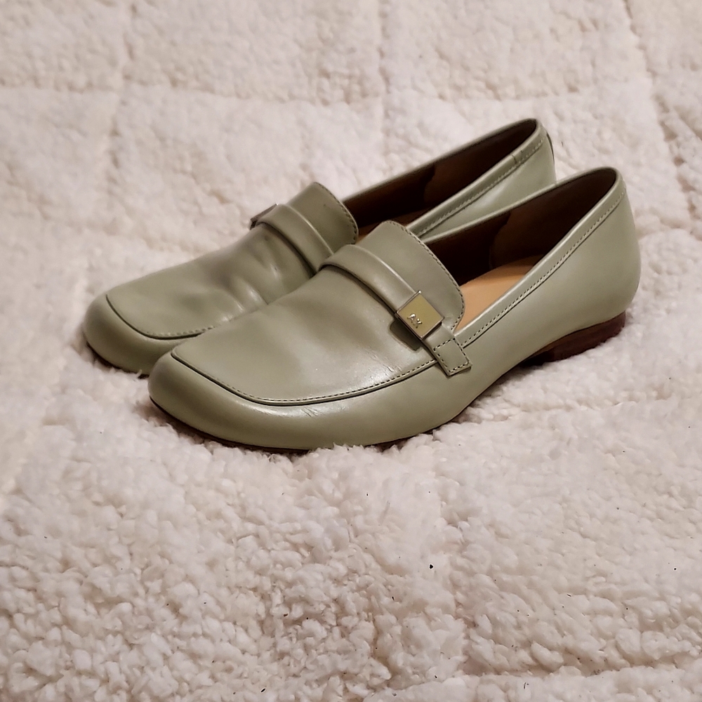 Anne Klein Pale Green Leather Loafers